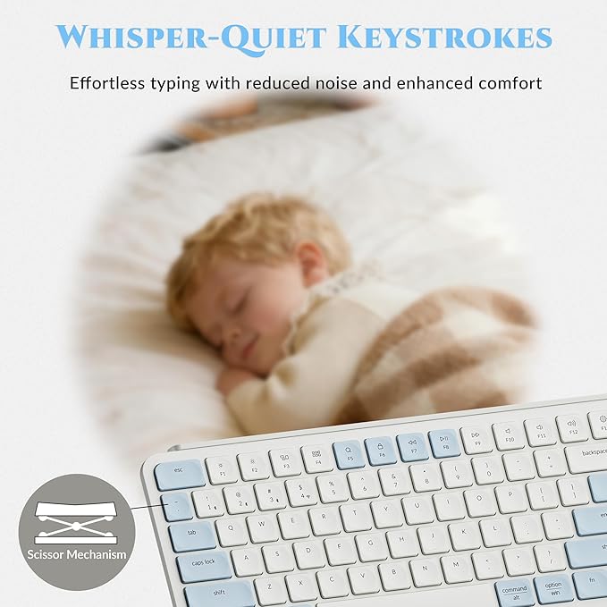 Keychron B6 Pro Ultra-Thin Wireless Keyboard, Full-Size ZMK with Numeric Keypad Quiet Typing, 2.4 GHz/Bluetooth 5.2/Wired Connection Long Battery Life, Compatible with Mac Windows Linux - Retro Blue