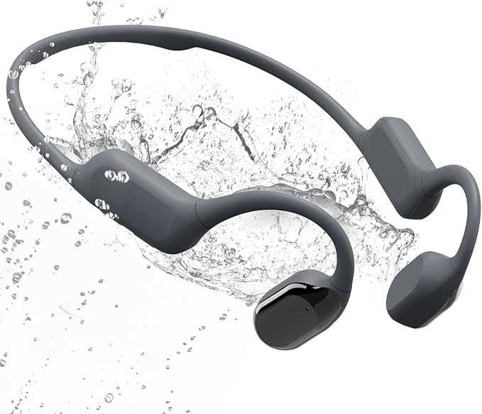 Swimming Headphone Open-Ear Bone Conduction-IP68 Waterproof Swim Earbuds with Bluetooth 5.4 Sport Headset with Safelight, 32G MP3 Memory Underwater Headphones, Running, Cycling