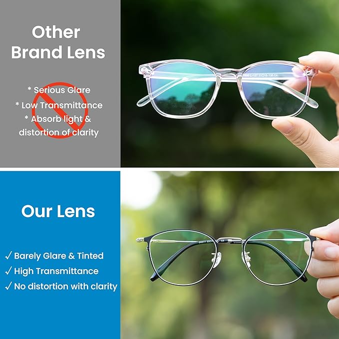 GUDVUE Blue Light Glasses, Computer/Gaming/TV/Phones Glasses for Women/men, Anti Glare/UV400/Eye Strain, Oval Black/Silver