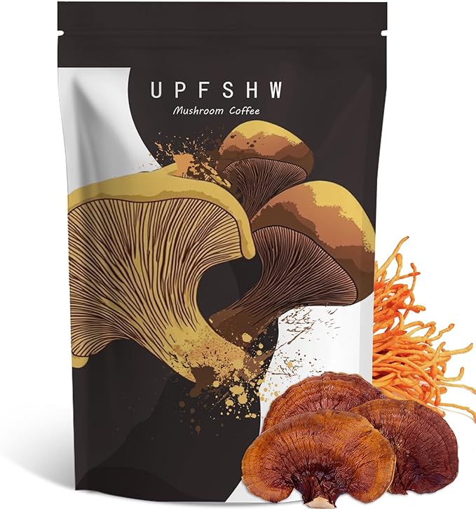 Mushroom Coffee-Classic 6 Types of Organic Mushrooms Paired with Lion Mane, Lingzhi, Cordyceps, Shiitake Mushrooms, King Horn, and Turkey Tail, Organic Mushroom Coffee (30 Portions Per Pack)