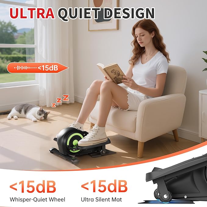 Under Desk Elliptical Machine, Ellipse Leg Exerciser as Seen on TV for Seniors, Pedal Exerciser Fully Assembled with 8 Resistance Levels, Portable Leg Exerciser for Home Office