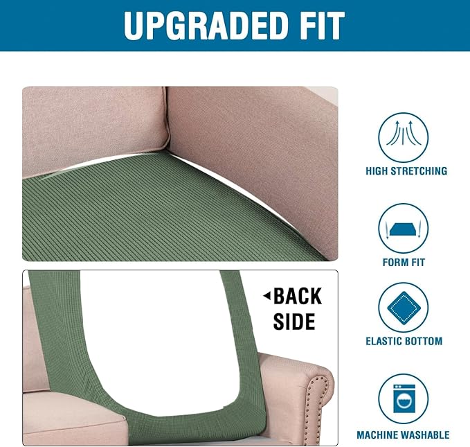 H.VERSAILTEX Super Stretch Individual Chaise Cover Sectional Couch Covers for L Shaped Sofa Both Left/Right Featuring Thick Jacquard Textured Twill Fabric (1 Piece Chaise Cover, Loden Frost)