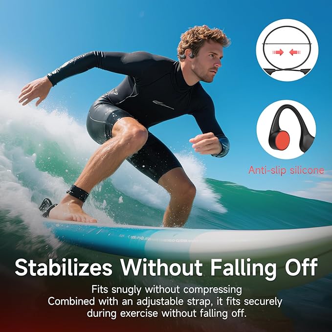 IFECCO Waterproof Headphones for Swimming,Bone Conduction Headphones Bluetooth 6.0,IP68 Waterproof Swimming Earbuds Underwater with 8G MP3 for Running Cycling Sports