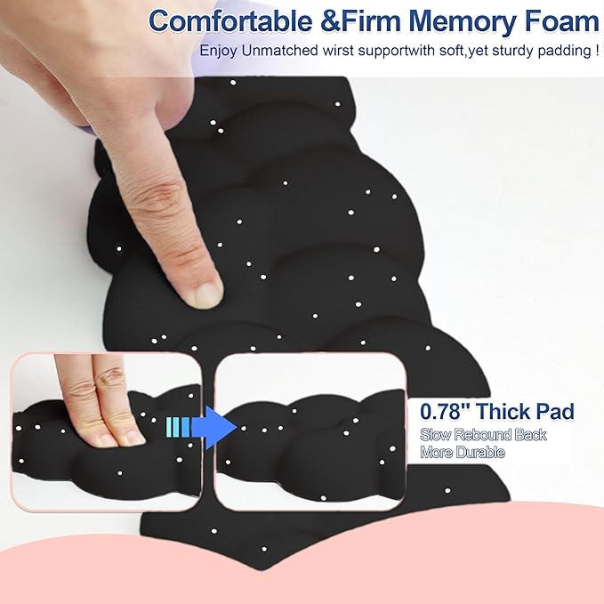 Cloud Wrist Rest Set for Keyboard and Mouse, Includes Cute Coaster, with Computers and Laptops (Black Star Set)