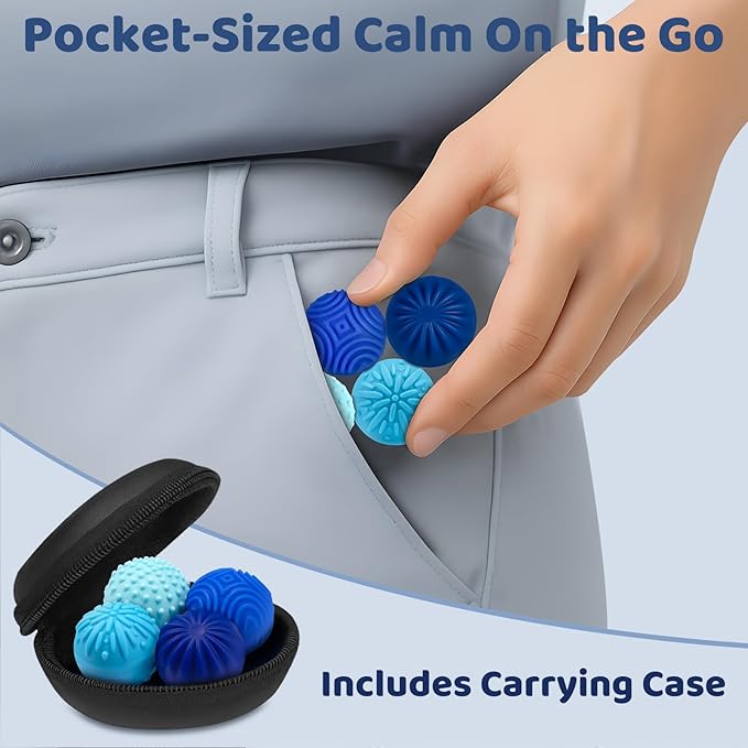 Magnetic Sensory Fidget Balls – 4PC Medium Weighted Textured Silicone Stress Relief Toys for Adults & Teens with ADHD, Autism, Anxiety – Quiet Magnet Fidgets for Desk, Travel, Office & Gifts