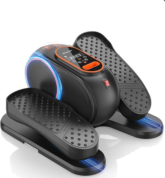 ANCHEER Under Desk Elliptical, 24-in-1 (12 Auto & 12 Manual) Elliptical Machine with Wireless Remote&Dual-Direction, Quiet Compact Leg Exerciser for Home Office