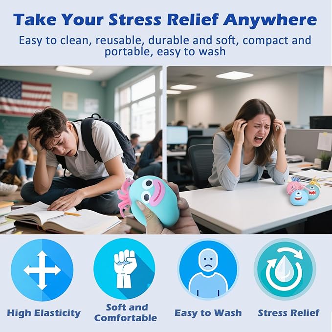 Hand Grip Strength Trainer, Stress Relief Ball for Adults, Wrist Rehab Therapy Hand Grip Equipment Ball Squishy Tools for Women and Men