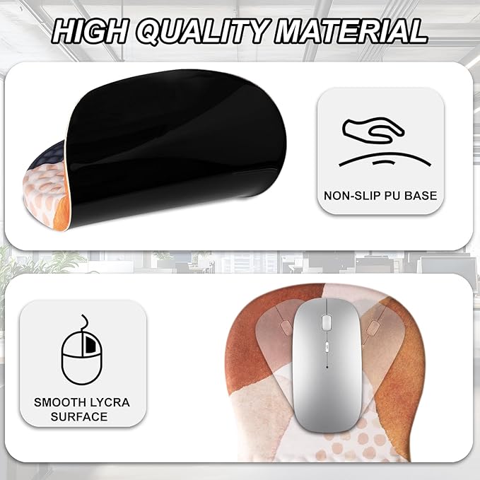 Ergonomic Mouse Pad Wrist Support and Keyboard Wrist Rest, Computer Carpal Tunnel Mouse Pads for Desk with Coaster Set, Memory Foam Mousepad with Non-Slip PU Base for Home Office (Forest Green)