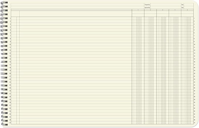 BookFactory Accounting Ledger Notebook/Large 5 Column Accounting Ledger Columnar (Five Columns) Log Book - 17'' x 11'', 100 Pages, Wire-O Landscape Format (LED-100-CLCW-PP(17x11-Ledger-5)-AX)