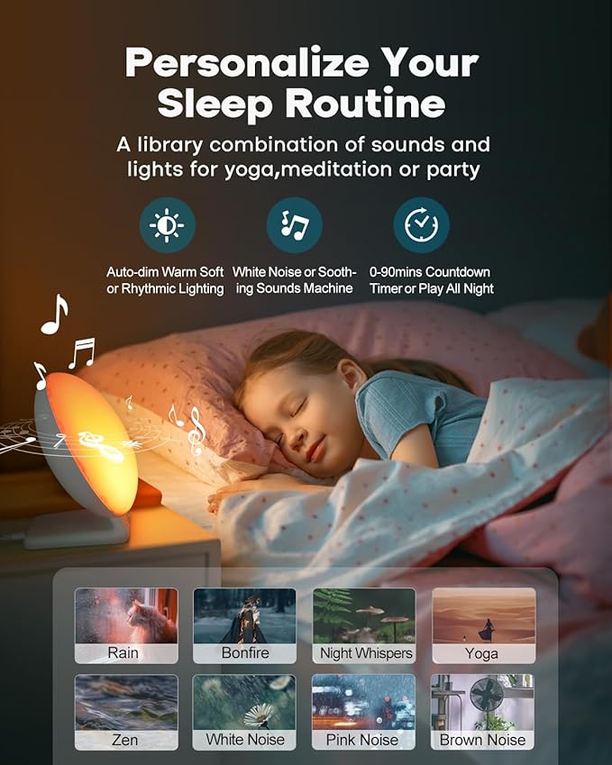 Dekala Sunrise Alarm Clock with Wireless Charger, White Noise Sound Machine, Night Light w/ 11 Light & 15 Sounds, Alarm Clocks for Bedrooms, Compatible with Apple Watch/Airpods/iPhone