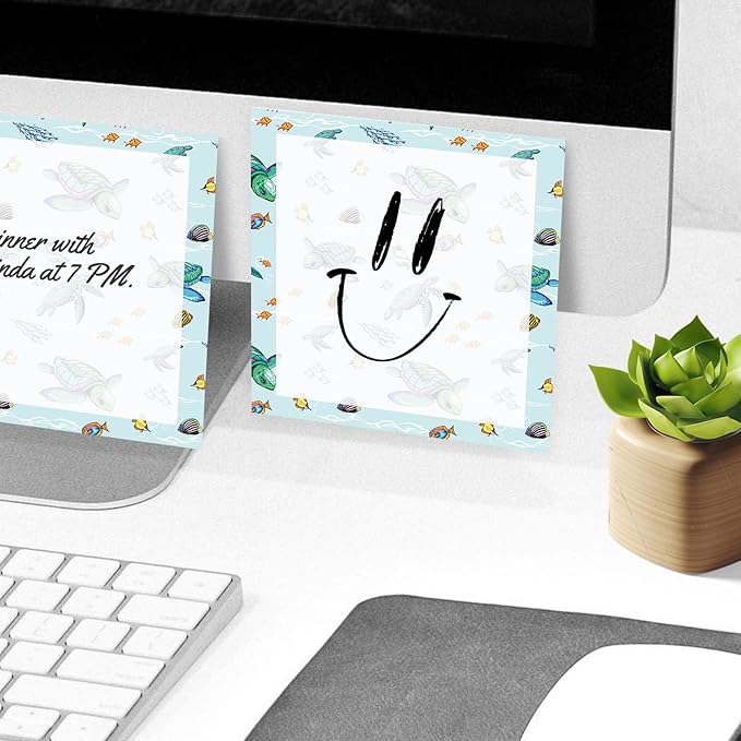 Sticky Notes, 2 Pads, 3x3 inches, Cute Colorful Fun Self-Stick Note Pads, Easy Post, Strong Adhesive Notepad Sea Turtle Ocean