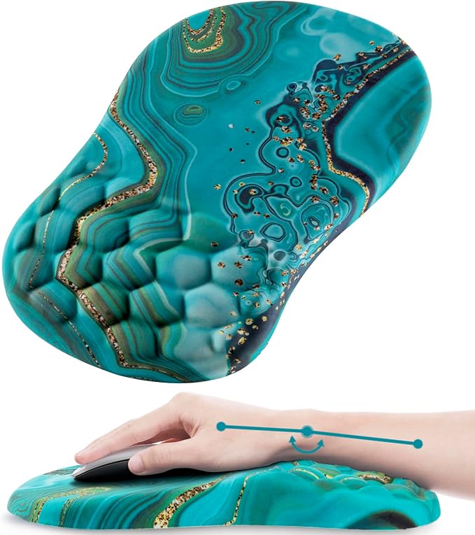 Mouse Pad Wrist Support, Ergonomic Mouse Pad with Wrist Rest, Comfortable Computer Mouse Pad for Laptop, Pain Relief Mousepad with Non-Slip PU Base Green