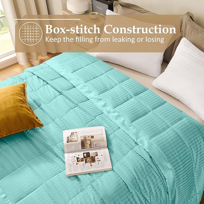 downluxe King Size Blanket with Satin Trim, Lightweight Down Alternative King Blanket for All Season, Machine Washable (Mint Green, 108 x 90 Inch)