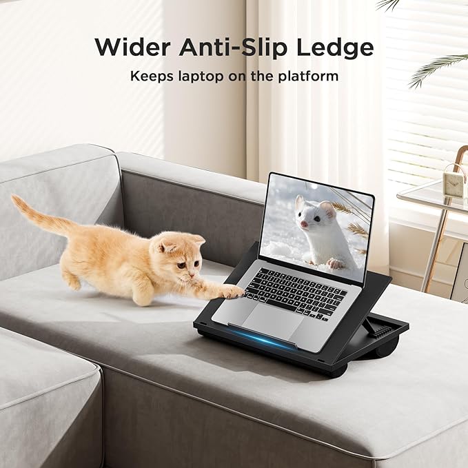 Adjustable Laptop Stand with 8 Angles - Dual Cushion Desk for Sofa, Bed, Car or Work Table by HUANUO