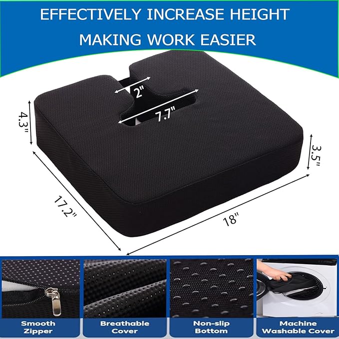 Extra Thick Office Chair seat Cushion, Back and Hip Pads, Non-Slip seat Cushion for Long Hours in wheelchairs/Cars and Dining Chairs.