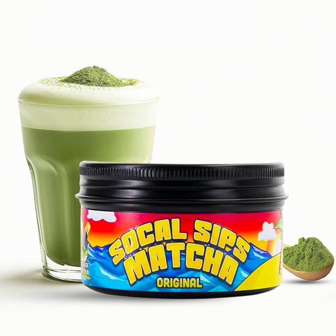 SoCal Sips Original Ceremonial Grade Matcha Powder - Premium Organic Japanese Green Tea, First Harvest Matcha for Lattes, Smoothies, & Tea Ceremonies - Authentic Japanese Origin, 1.43oz