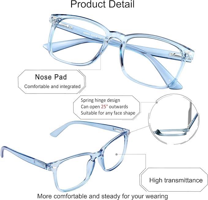 YEIN Bifocal Reading Glasses with Blue Light Blocking Lenses, Bifocal Reader for Women and Men, Vintage Square frame with Spring Hinge (+0.00/+1.00 magnification)
