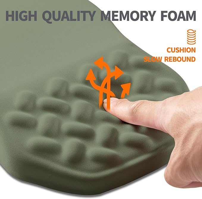 Ergonomic Slope Mouse Pad Wrist Support, Wrist Rest Mousepad for Carpal Tunnel Pain Relief with Massage Bulge and Slow Rebound Memory Foam (12x8 inch, Olive Green)