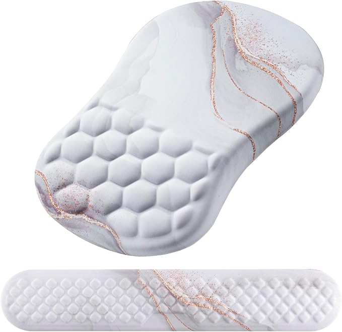 Mouse Pad Wrist Support, Laokiiy 2 in1 Keyboard Wrist Rest+ Ergonomic Mouse Pad, Non-Slip Wrist Rest for Computer Keyboard, Made Easy Typing & Relieve Wrist Pain(White)