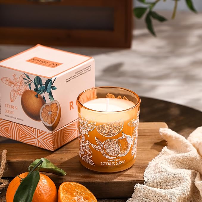 Scented Candle - Citrus - 6oz Aromatherapy Soy Wax Jar Candle for Home, Gifts for Women - 170g