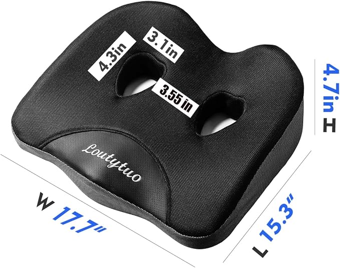 LOUTYTUO Seat Cushion Pillow,100% Memory Foam and Washable Cover,for Office Chair,Car Seat and Wheelchair, Soft Support Seat Cushion