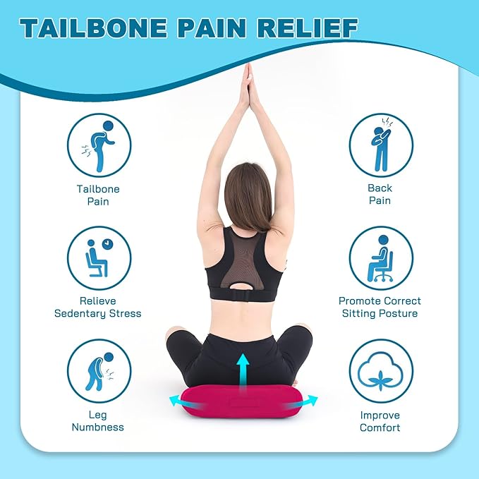 Office Chair Cushions for Back and Butt, Ergonomic Chair/Seat Cushion for Long Sitting, Sitting Pillow for Automobile, Wheelchair, Computer Chair Hip Support (Pink)