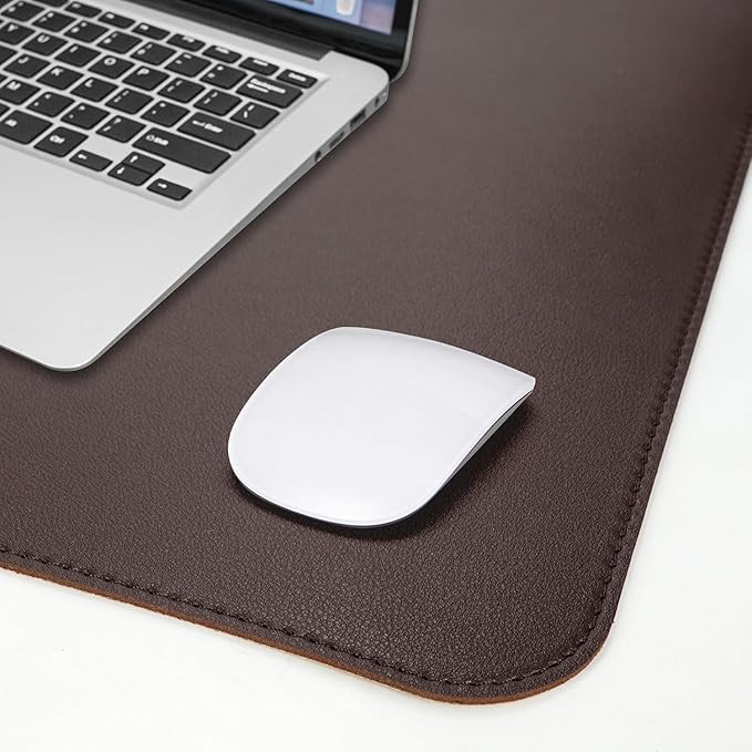 AFIING Leather Desk pad Protector, Large Non-Slip Office Desk Mat with Natural Cork & PU Leather, Waterproof Writing Mouse Pad for Office and Home (55in*17in,Coffee)