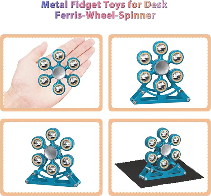 Desk-Fidget-Toys for Ferris-Wheels-Spinner: 4mins Metal Kinetic-Spinner Cool-Gadgets for Office Home School Christmas, EDC-Toy ADHD Tools Cool-Stuff Stress Relief Gift for Kid Children Teen Adult