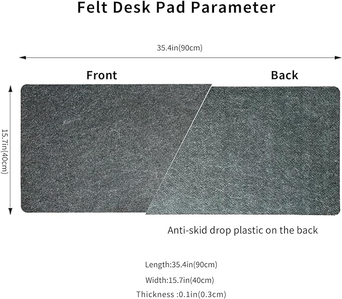 DAWNTREES Non-Slip Felt Desk Mat,35.5 x 15.7 Inches Large Desk Pad Protector,Office Computer Desk Mat for Full Keyboard and Mouse Pad