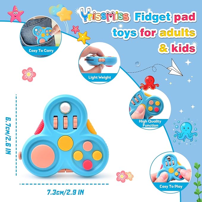 Fidget Toys for Adults,3PCS Fidget Pad Easter Basket Stuffers for Boys Girls,Sensory Toys Stress Relief Cube Clicker Controller,ADHD Autism Fidget Spinner for Office Desk Travel Games