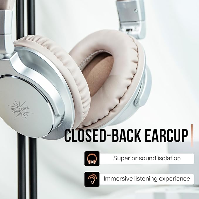 Linsoul Kiwi Ears Division Over Ear Headphone,40mm Dynamic Driver Monitoring Headphones,Wired Gaming Headphones,DJ Head Phones for Professional Musicians Engineers (Silver)