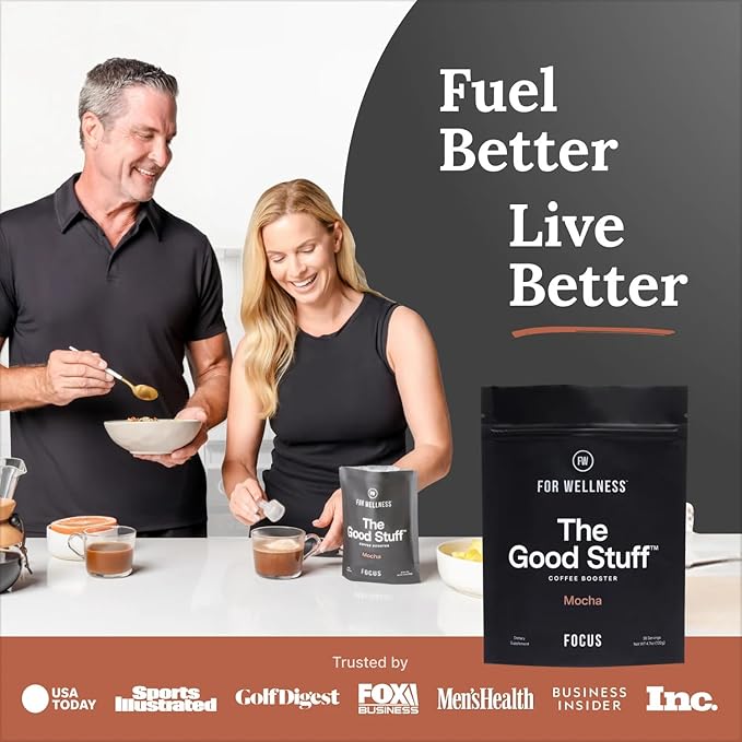 For Wellness The Good Stuff Focus – Mocha Coffee Booster | Nootropic Collagen Creamer with MCTs for Focus, Energy & Wellness | Non-Dairy, Keto-Friendly, 30 Servings