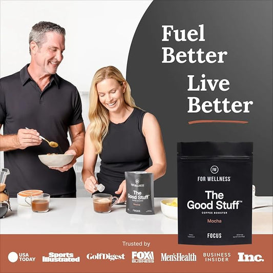 For Wellness The Good Stuff Focus – Mocha Coffee Booster | Nootropic Collagen Creamer with MCTs for Focus, Energy & Wellness | Non-Dairy, Keto-Friendly, 30 Servings
