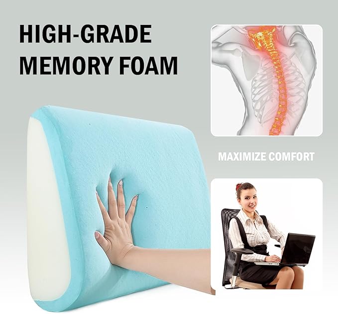 HOMBYS Lumbar Support Pillow for Recliner Chair, Memory Foam Back Support Cushion for Elderly,Extra Large Lumbar Support Pillow,Thick Backrest for Home Reading (Light Grey, 20“x13.5"x5")
