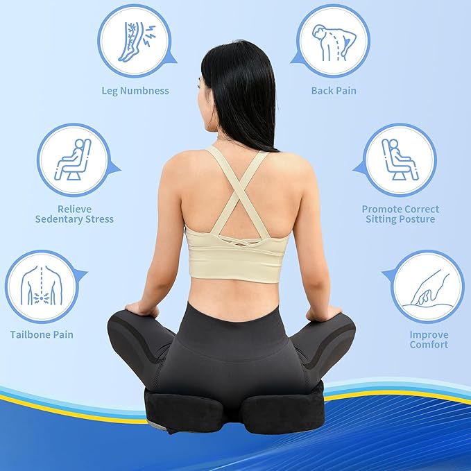Seat Cushion for Office Chair, Gel & Memory Foam Chair Cushion, Sciatica & Coccyx Pain Relief Cushion for Long Sitting Office Workers, Car Drivers