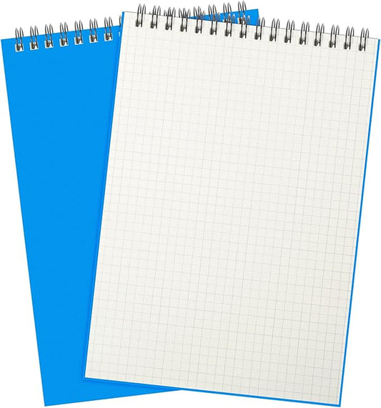2 Pack Graph Paper Spiral Notepad A5 Top Wirebound Notepad Grid Notebook Steno Pads Memo Notebook Grid Paper 140 Pages for Writing Sketching Drawing Office Supplies (Light Blue)