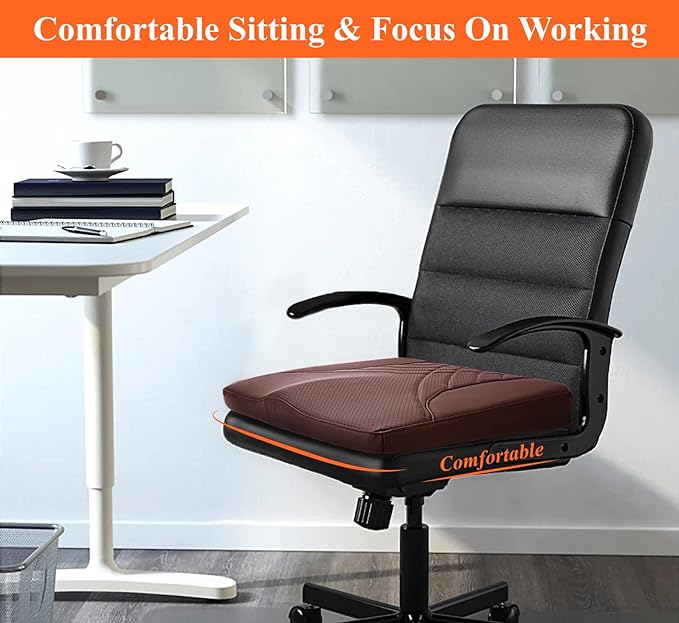 kingphenix Premium Car Seat Cushion, Memory Foam Driver Seat Cushion to Improve Driving View- Coccyx & Lower Back Pain Relief - Seat Cushion for Car, Truck, Office Chair (Brown)