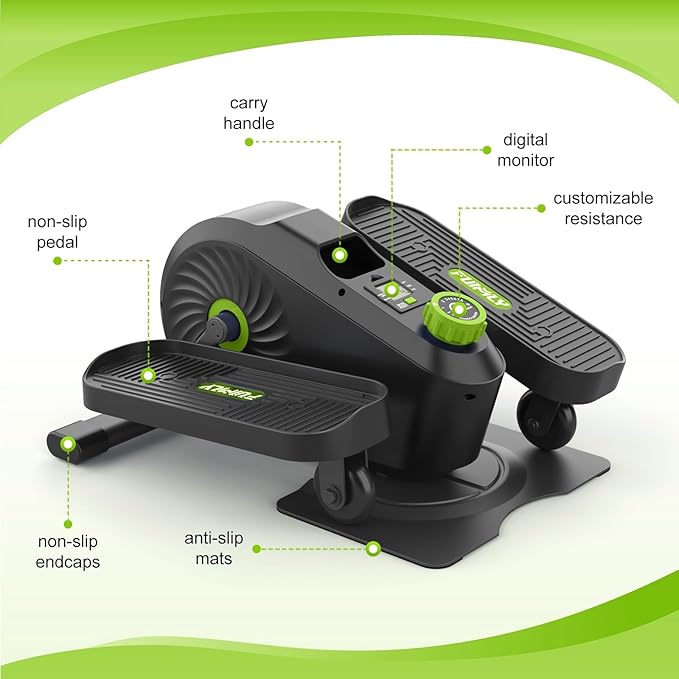 FUNMILY Under Desk Elliptical, Desk Bike Pedal Exerciser, Fully Assembled Leg Exerciser 2 in 1 Seated Standing Elliptical, Ultra-Quiet Mini Elliptical Machines for Home Office Use