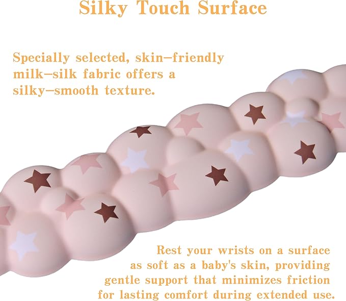 Cloud Wrist Rest Set for Keyboard and Mouse, Includes Cute Coaster, with Computers and Laptops (Milk Tea Colorful Star Set)