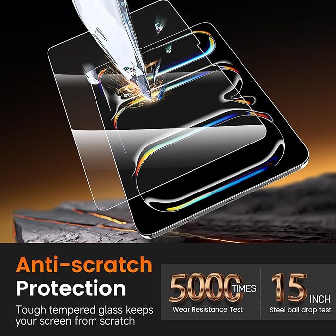 PandaShield 2 Pack Screen Protector for iPad Pro M4 [13 inch] 7th Gen.(2024),9H+ Tempered Glass film with Easy-Install box,Apple Pencil Compatible,Bubble Free,HD Clarity,Scratch Resistant