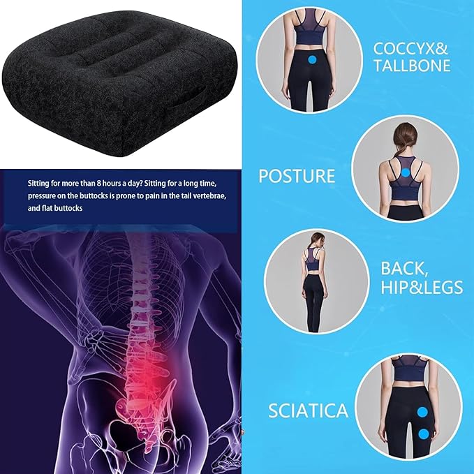 Super Thicken Car Seat Cushion for Adults/Office Chair Cushions/Butt Pillow for Car Long Sitting,Portable Car Seat Pad Fatigue Relief Suitable for Trucks,Cars,Office Chairs,Wheelchairs（Black）