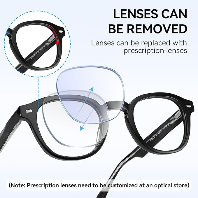 Dollger Blue Light Blocking Glasses For Woman Men Thick Frame Round Non-Prescription, pertain Computer Gaming，TV，Work