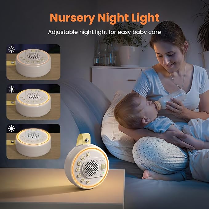 White Noise Machine Portable Sound Machine with 22 Soothing Sounds for Kids Adults, 4 Modes Night Light,3 Sleep Timer,Sound Therapy for Home Office Travel