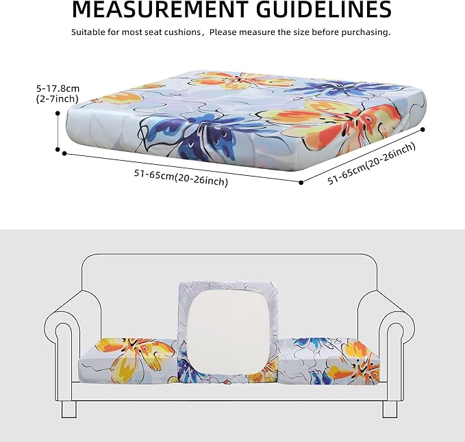 8Pcs Stretch Patio Cushion Covers Outdoor Cushion Cover, Jacquard Stretch Cushion Covers, Cover Replacement, Outdoor Sofa Covers, Washable Furniture Couch Cushion Cover (Mystery Sea)