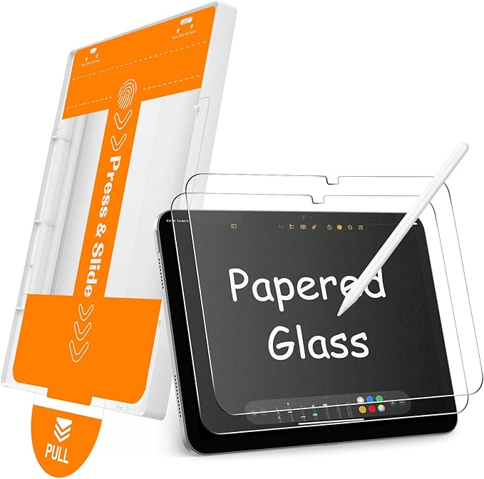 SPARIN 2 Pack Paper Glass Screen Protector for iPad A16 11th/10th Generation (11’’/10.9’’ 2025/2022),Tempered Glass with Easy Alignment Tool, Matte Anti-Glare, Write Like on Paper, Apple Pencil Support