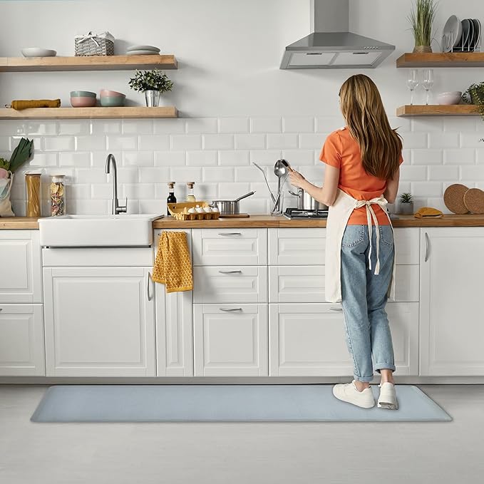 Anti Fatigue Kitchen Rugs Kitchen Mats for Floor,Cushioned Non-Slip Waterproof Ergonomic Comfort Runner Rug Standing Mat for Kitchen,Doing Dishes,Floor,Home,Office,Laundry,Grey,17.3"x60"