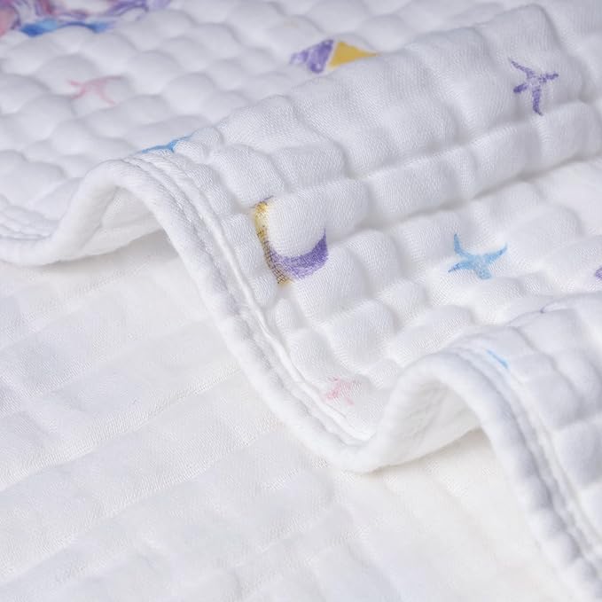 ZPECC Muslin Baby Blanket Thicker, 30x40 Organic Cotton Newborn Receiving Quilt Hypoallergenic for Baby Essentials Swaddle Crib Stroller, Unicorn