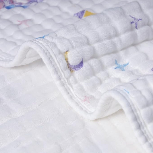 ZPECC Muslin Baby Blanket Thicker, 30x40 Organic Cotton Newborn Receiving Quilt Hypoallergenic for Baby Essentials Swaddle Crib Stroller, Unicorn