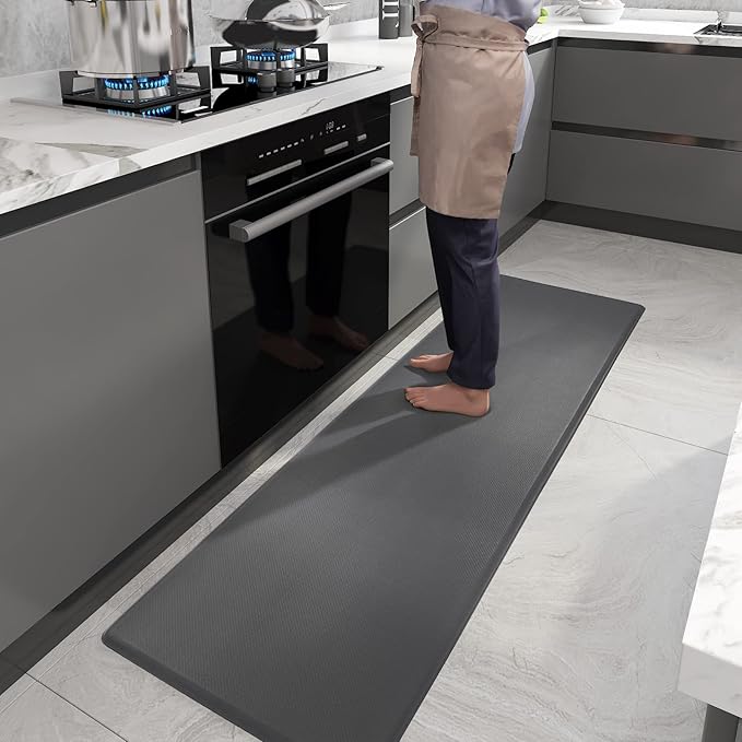 Color&Geometry 0.71" Extra Thick Anti Fatigue Cushion Kitchen Floor Mat,Easy Clean, Water & Oil Proof, Non Slip, Foam Padded Runner Rug for Front Sink,20"x 71" Grey (2.0 Version)