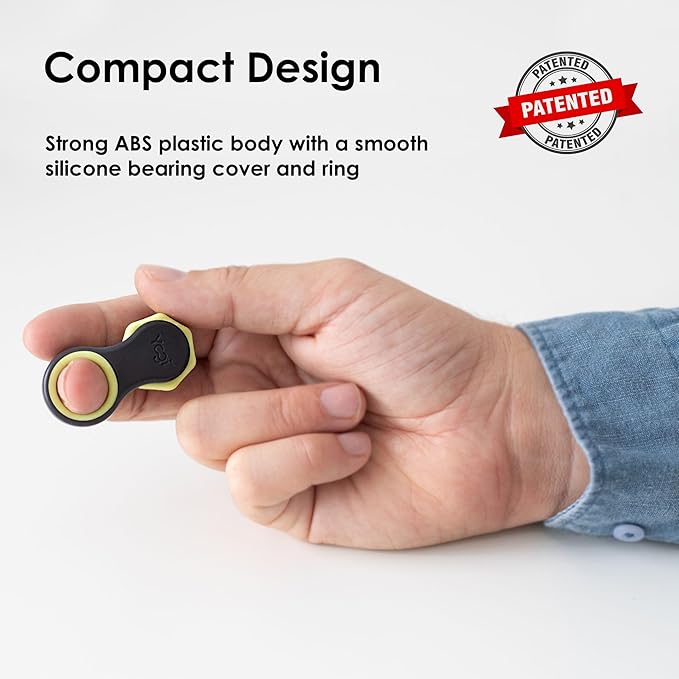 Yogi Fidget Toy – Silent Sensory Spinner for Adults & Kids – Stress Relief Fidgets for ADHD, Anxiety – Fidget Toys for Adults – Includes 5 Finger-Fit Rings – Work, School & Travel – Moonlight